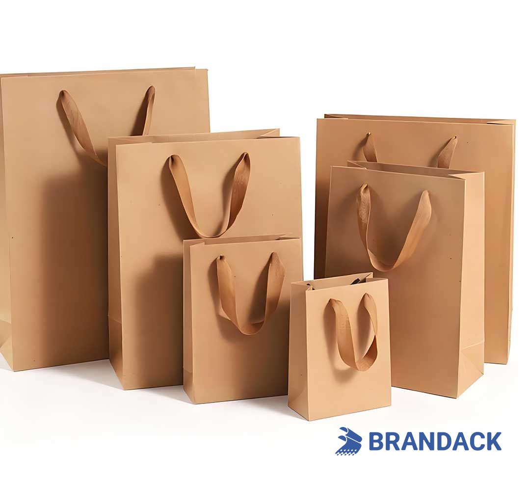 Bespoke Kraft Paper Shopping Bags Customised with Design Service