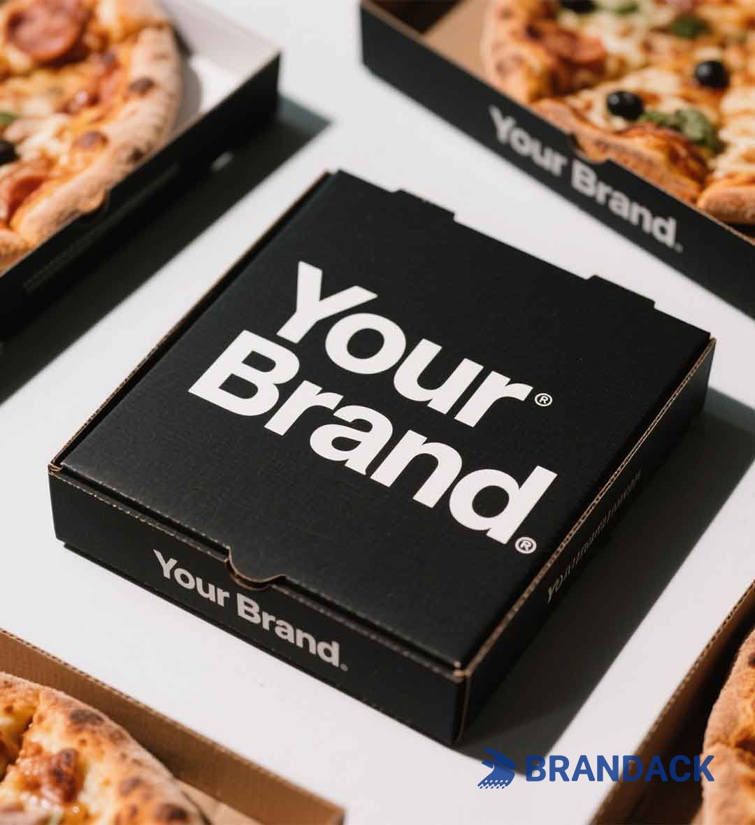 Custom Printed Pizza Boxes Wholesale | Black Plain Pizza Box Packaging