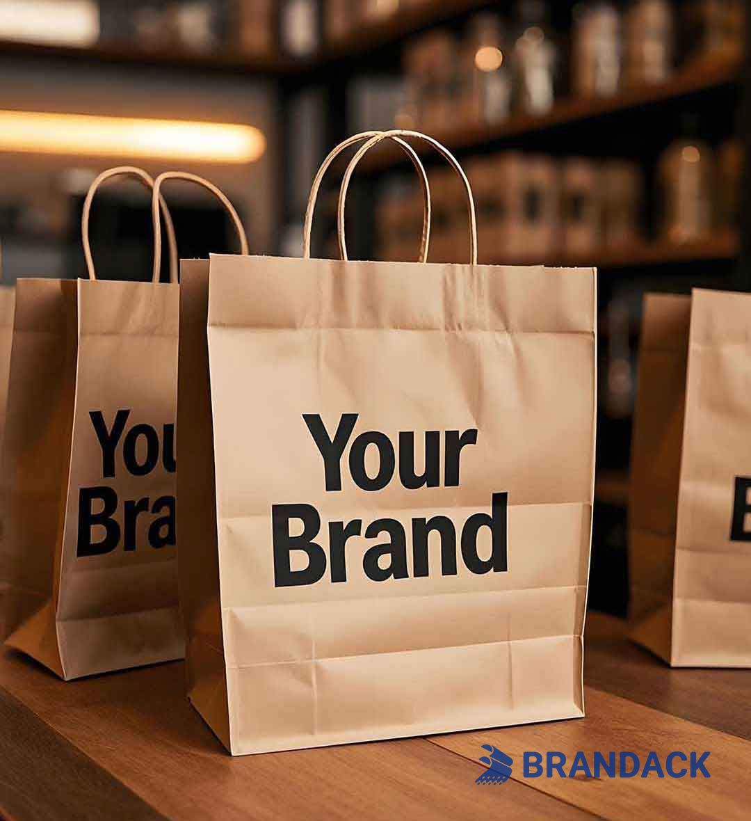 Custom Brown Paper Bags with Handles