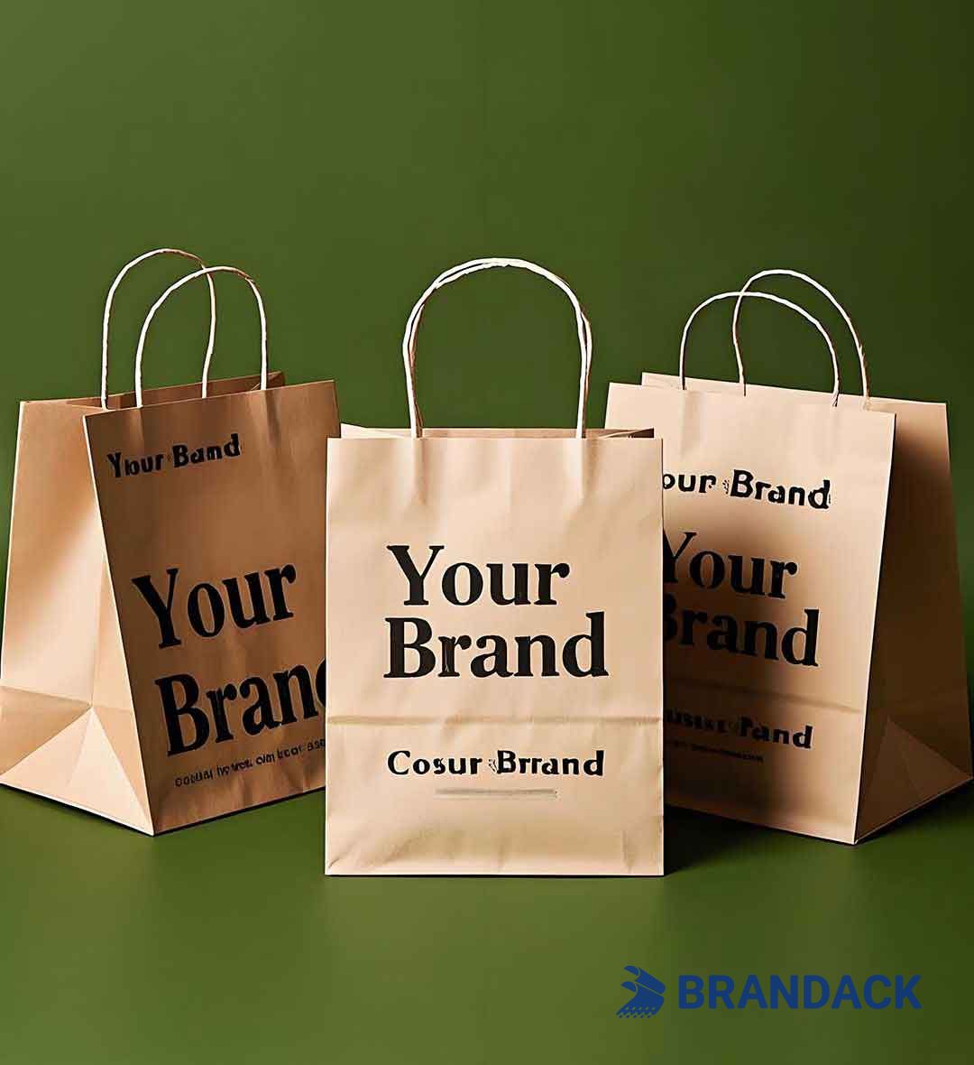 Custom Paper Grocery Bags with LOGO Wholesale and Bulk for Branding