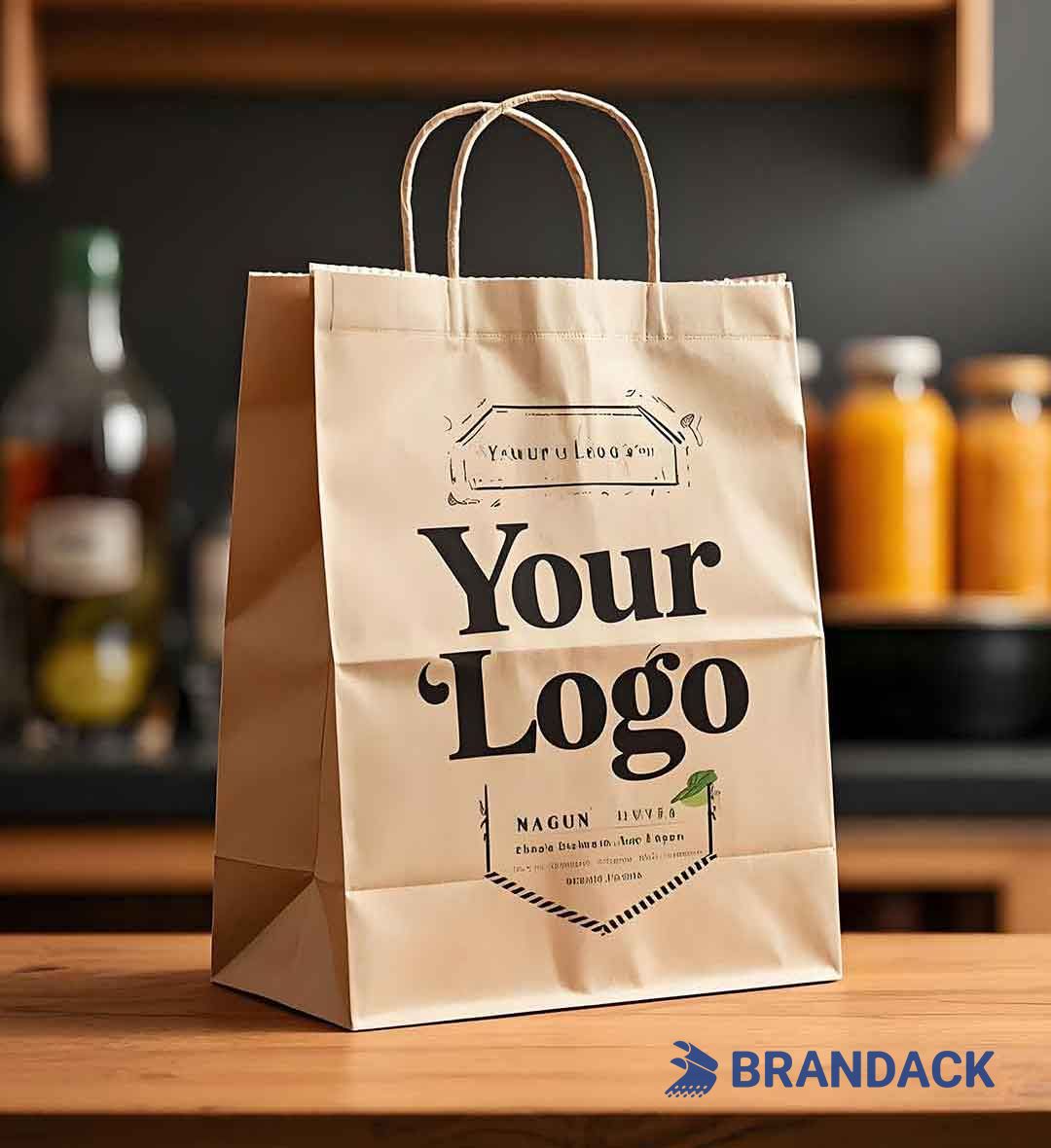Custom Paper Grocery Bags with LOGO Wholesale and Bulk for Branding