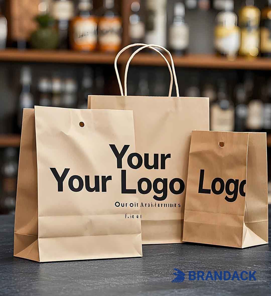 Custom Paper Grocery Bags with LOGO Wholesale and Bulk for Branding