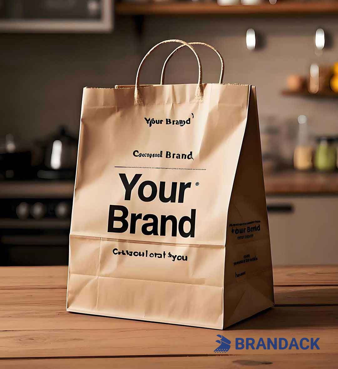 Custom Paper Grocery Bags with LOGO Wholesale and Bulk for Branding