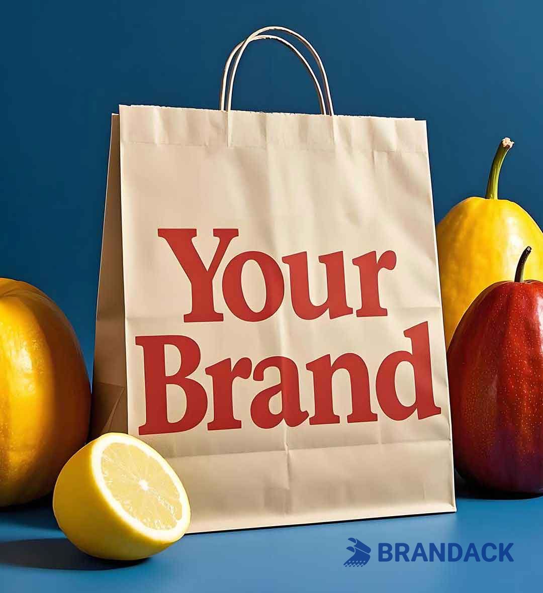 Custom Paper Grocery Bags with LOGO Wholesale and Bulk for Branding