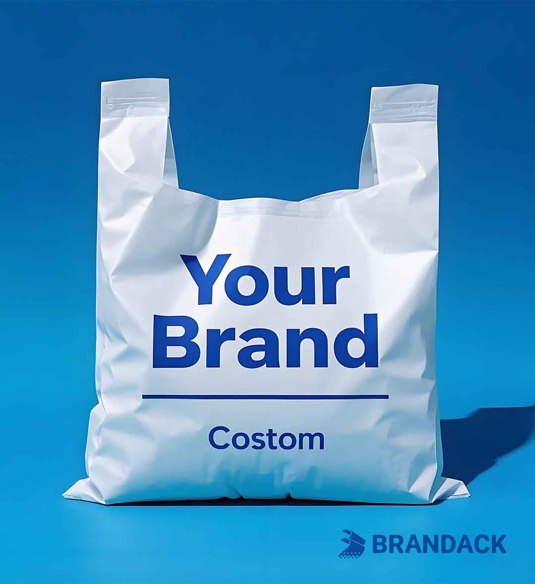 Custom Plastic Shopping Bags with Handles and Printed with Logo