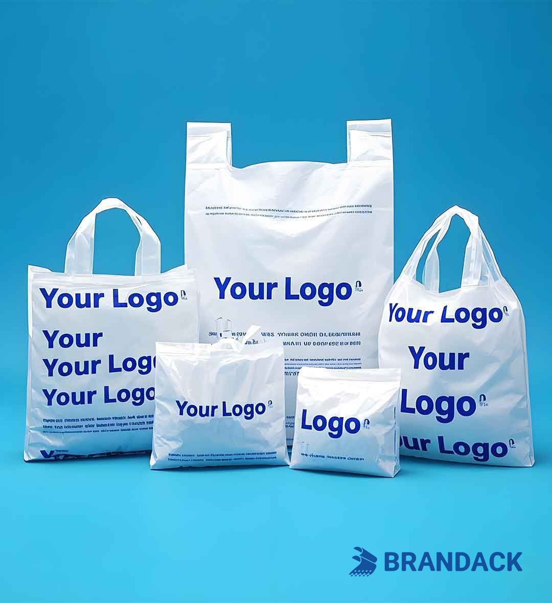 Custom Plastic Shopping Bags with Handles and Printed with Logo