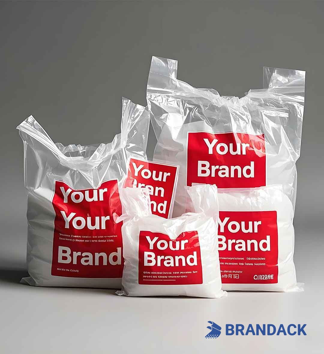 Custom Plastic Shopping Bags with Handles and Printed with Logo