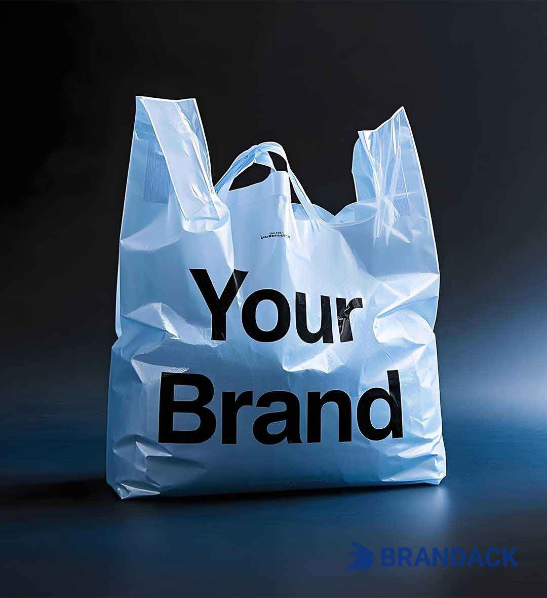 Custom Plastic Shopping Bags with Handles and Printed with Logo