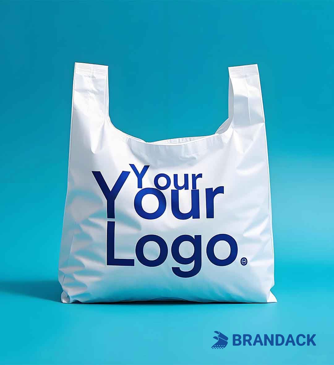 Custom Plastic Shopping Bags with Handles and Printed with Logo