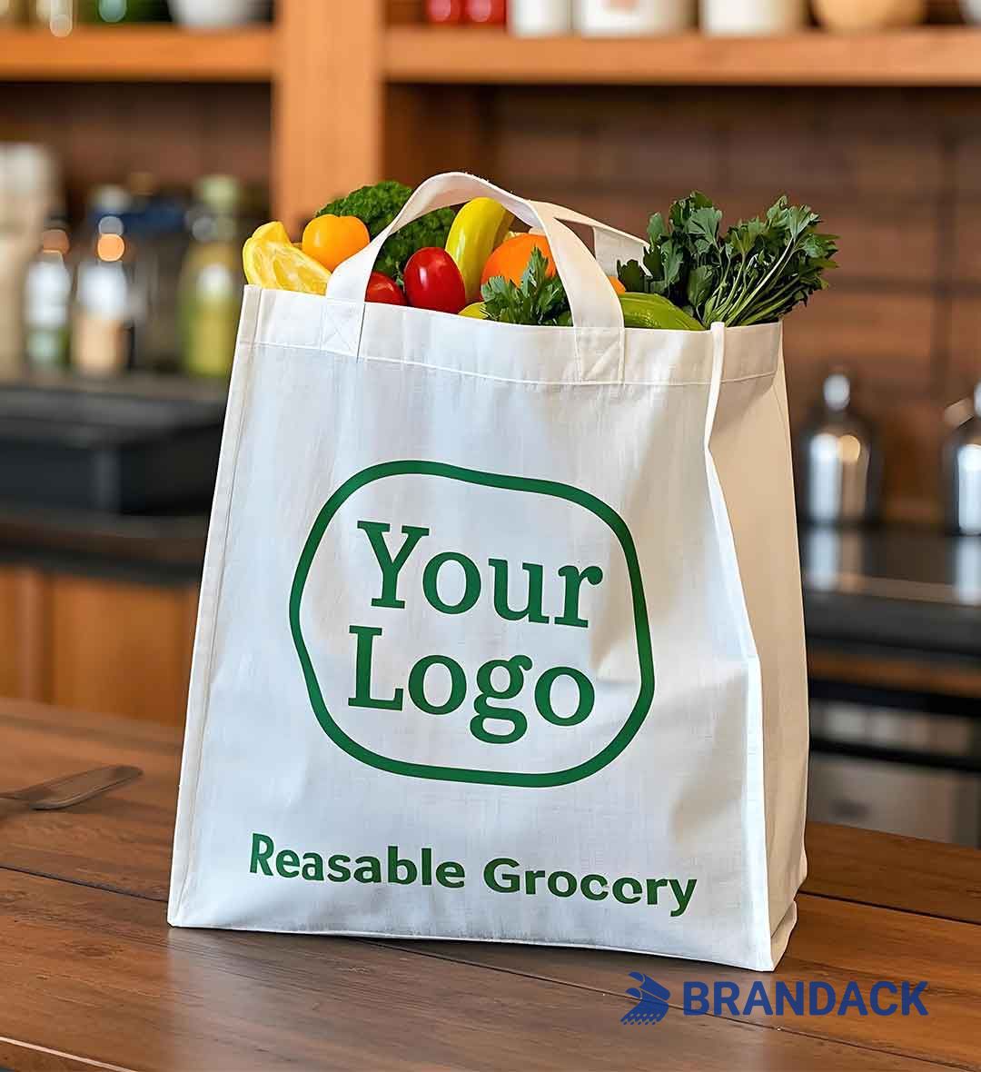 Custom Wholesale Cheap Reusable Grocery Bags with Logo in Bulk