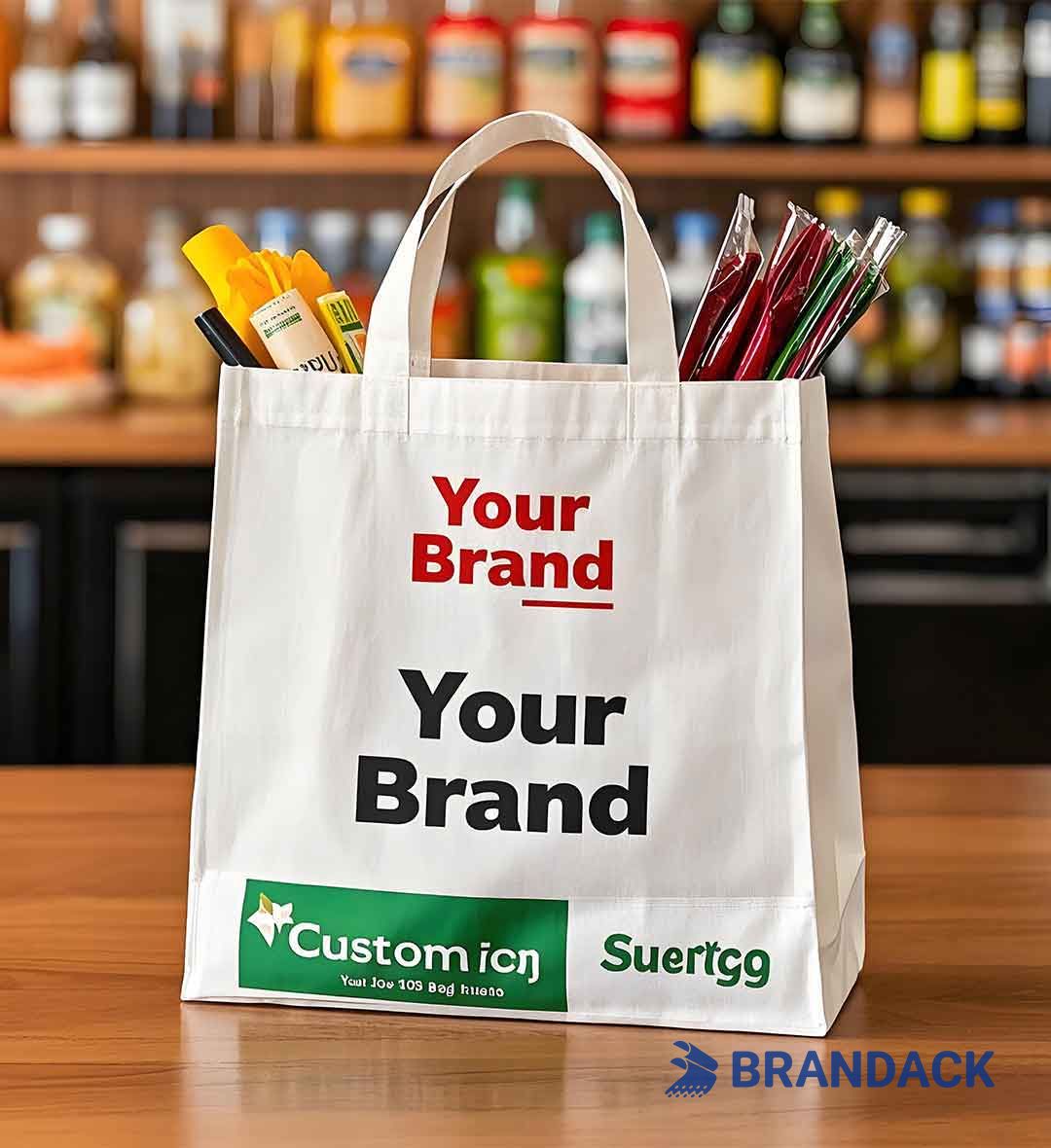 Custom Grocery Tote Bags with Logo for Branding or Events