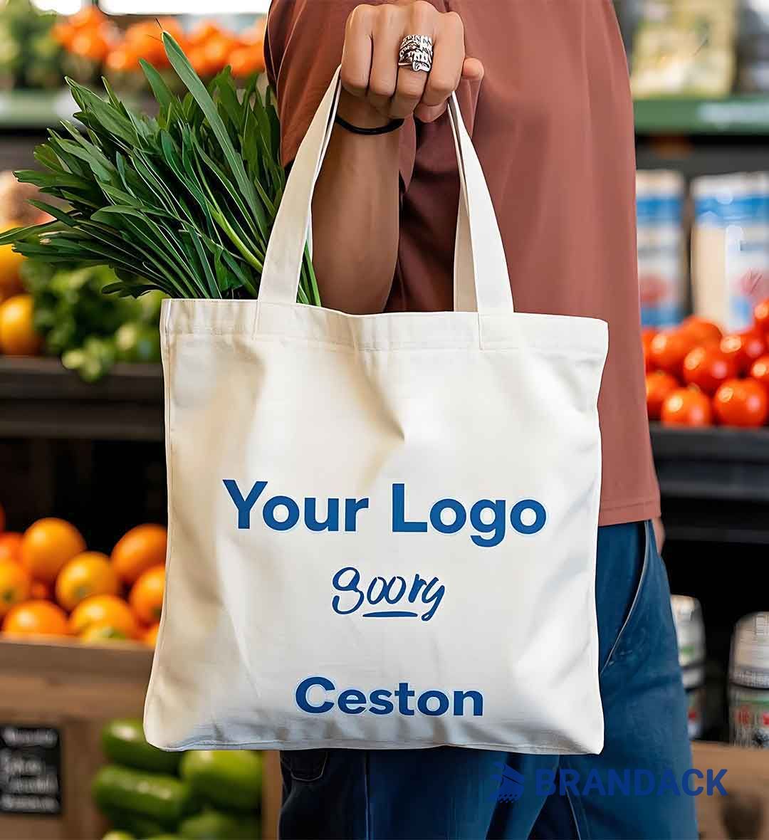 Custom Grocery Tote Bags with Logo for Branding or Events