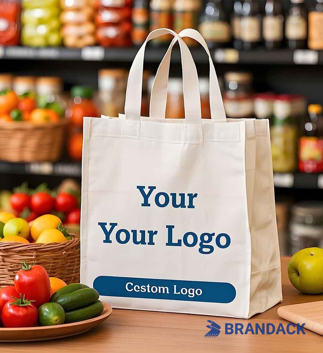 Custom Grocery Tote Bags with Logo for Branding or Events