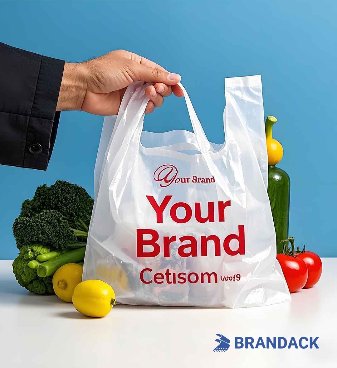 Custom Plastic Grocery Bags Bulk with Your Logo for Growing Business