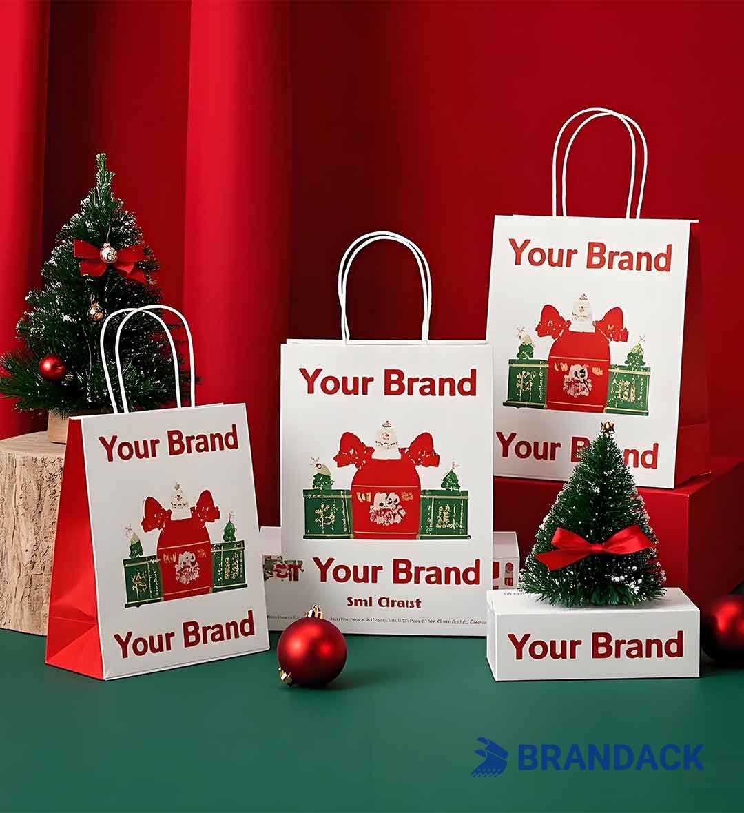 Personalized Small Christmas Gift Bags in Bulk Wholesale