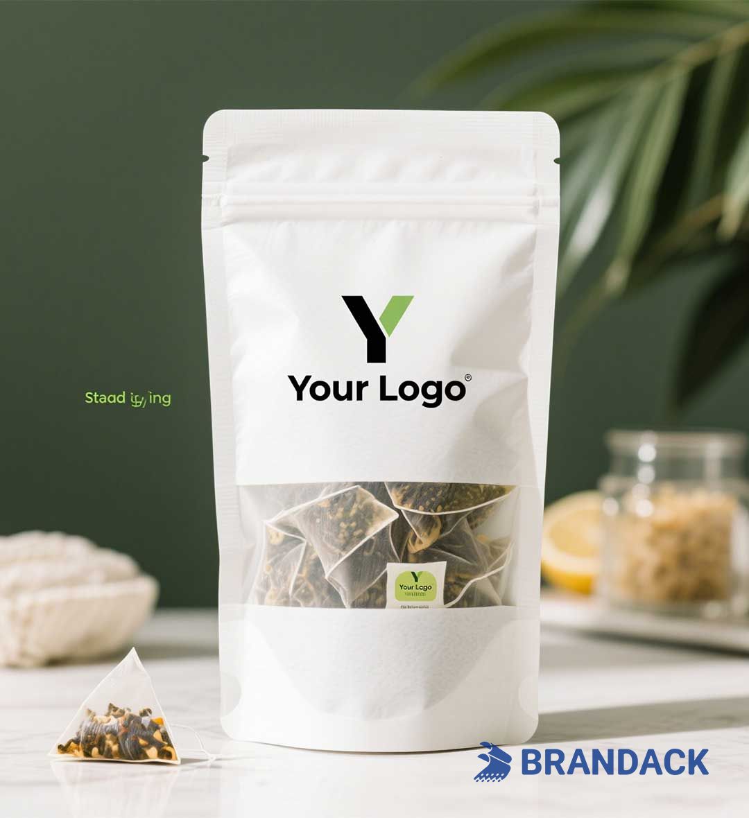 Custom Tea Stand Up Pouches | Printed Packaging Plastic Bags with Logo