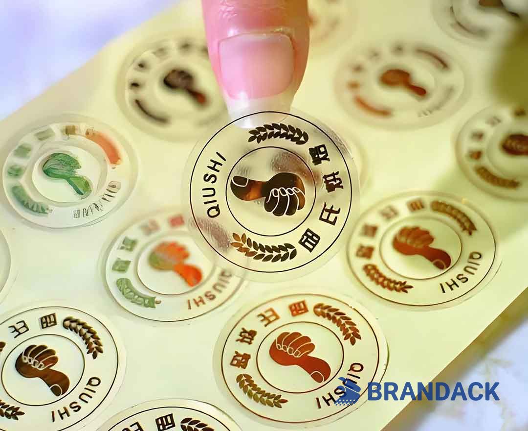 Clear Round Self Adhesive Label | Custom Sticky Labels Manufacturer