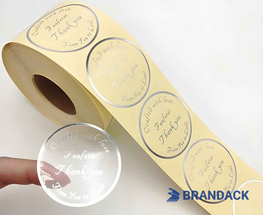 Clear Round Self Adhesive Label | Custom Sticky Labels Manufacturer