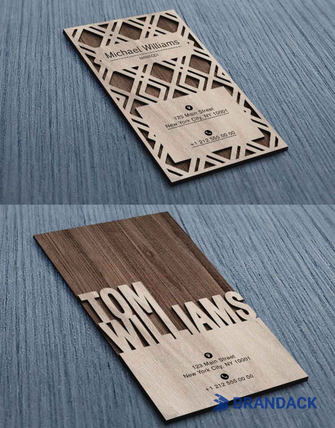 Custom Luxury Wood Grain Carving Business Cards