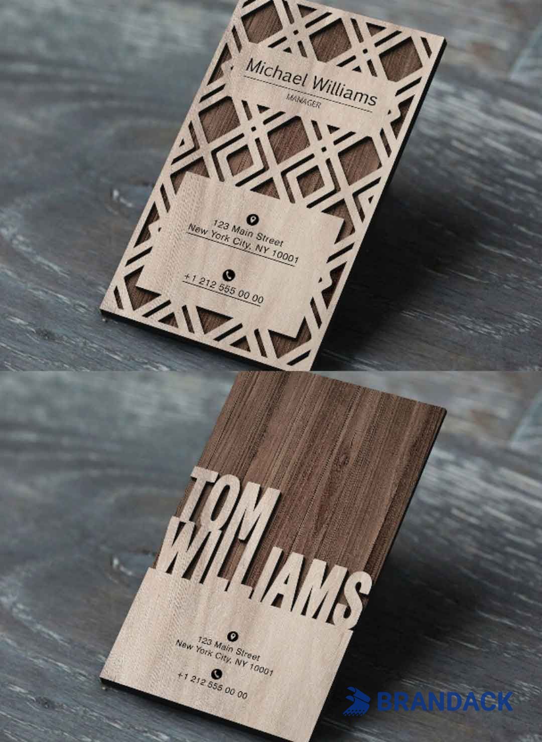 Custom Luxury Wood Grain Carving Business Cards
