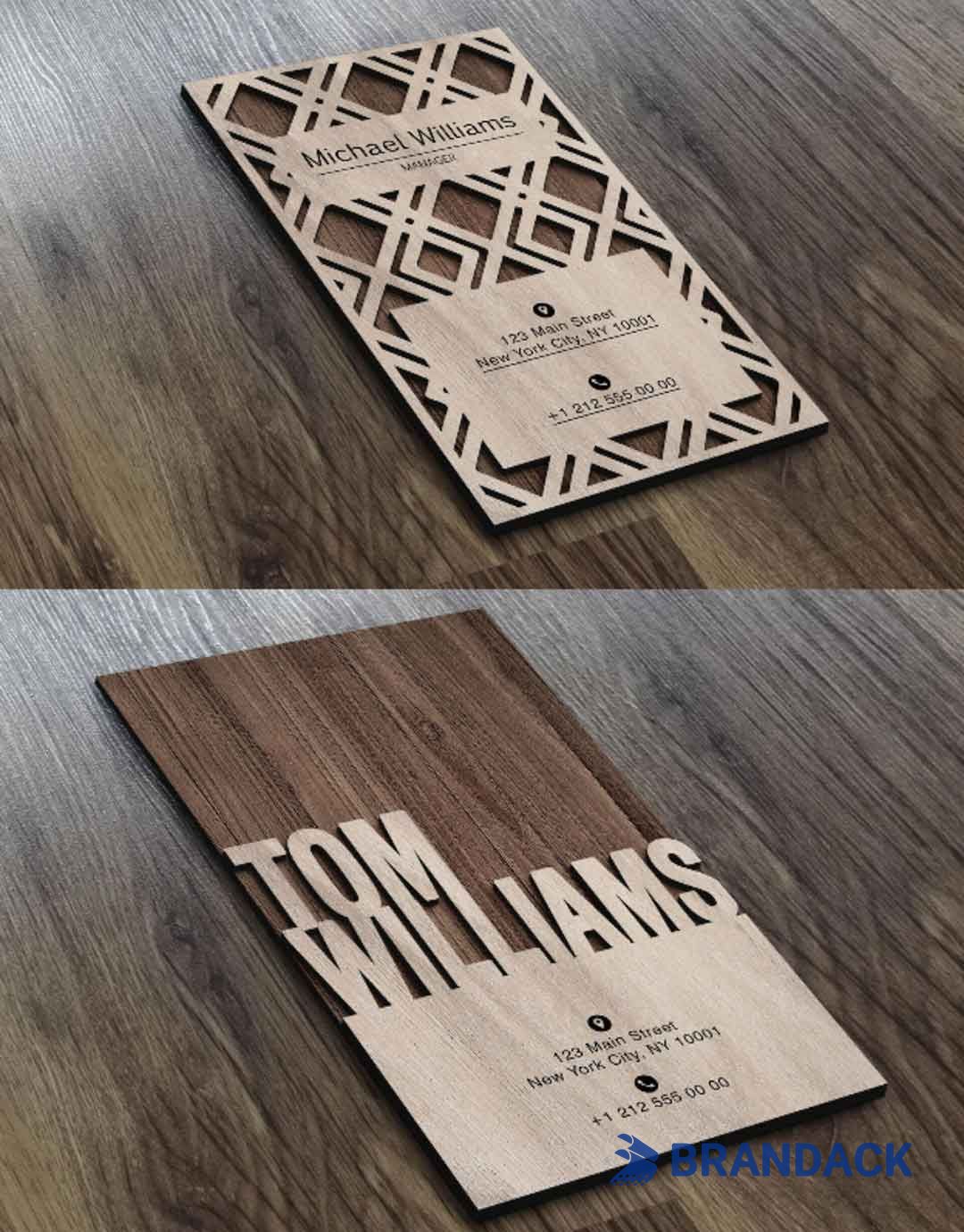 Custom Luxury Wood Grain Carving Business Cards