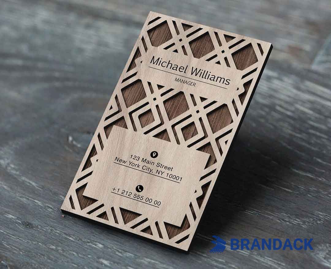 Custom Luxury Wood Grain Carving Business Cards