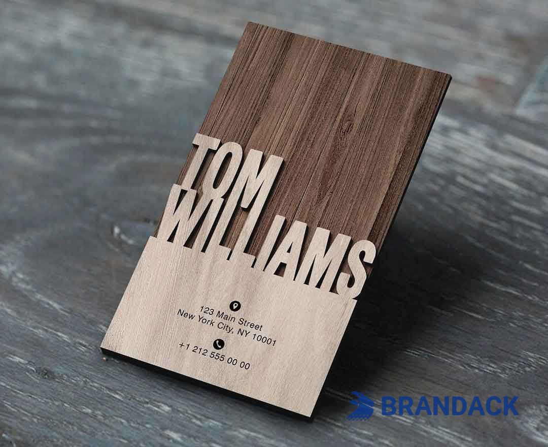 Custom Luxury Wood Grain Carving Business Cards