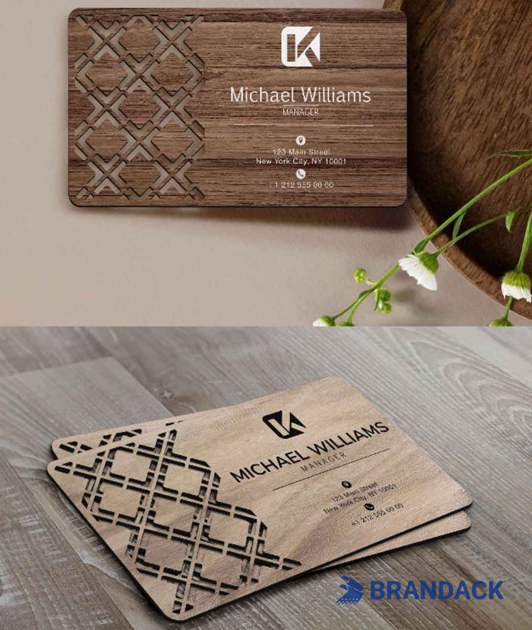 Custom Luxury Wood Grain Carving Business Cards