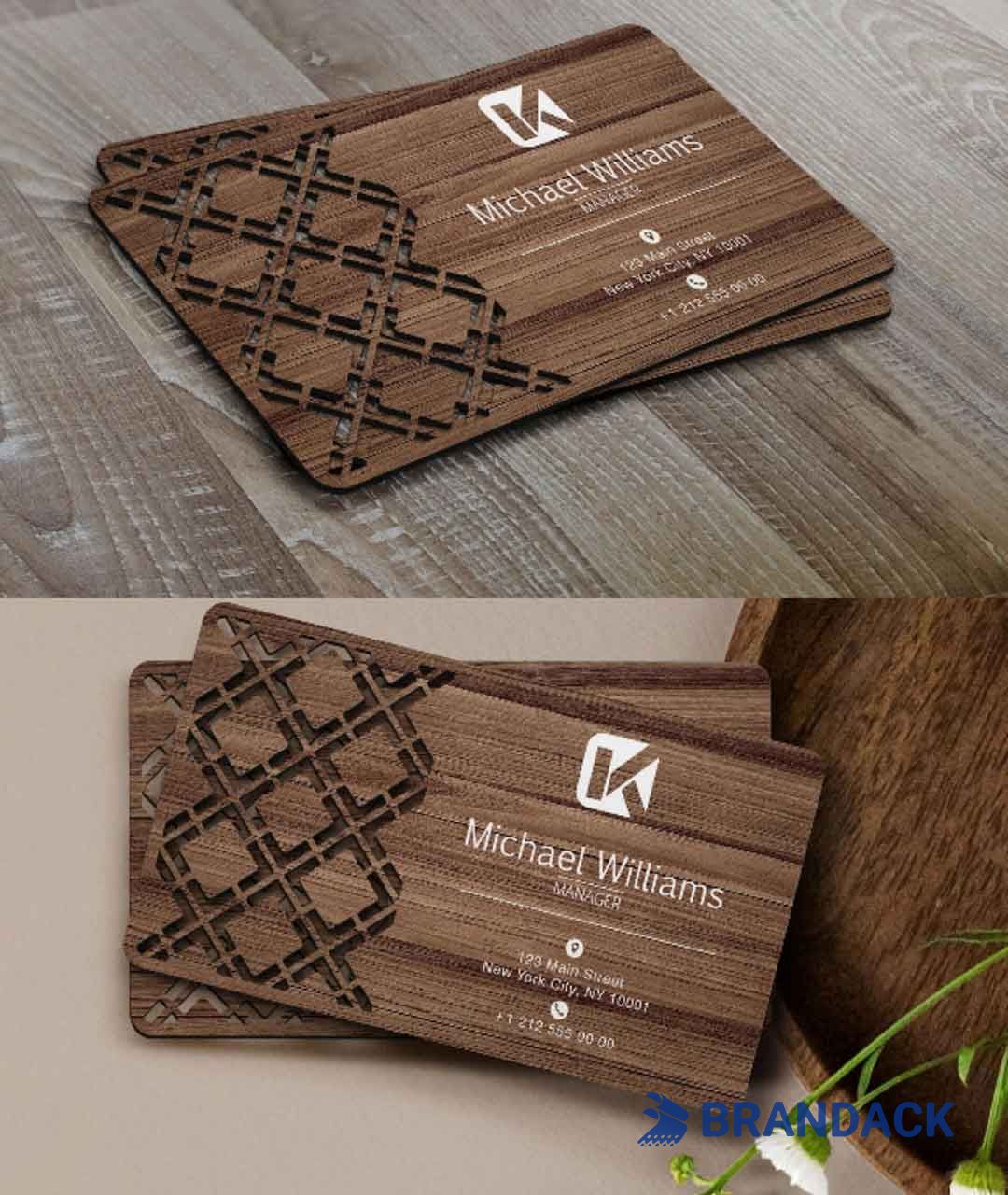 Custom Luxury Wood Grain Carving Business Cards