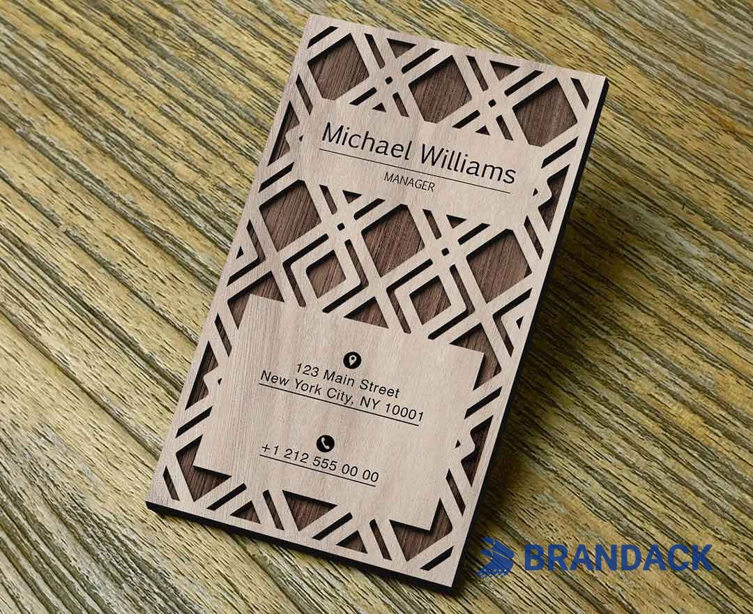 Laser Cut Wooden Name Business Cards - Wood Visiting Card Design