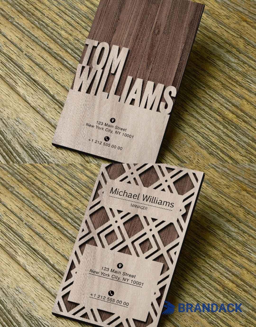 Laser Cut Wooden Name Business Cards - Wood Visiting Card Design