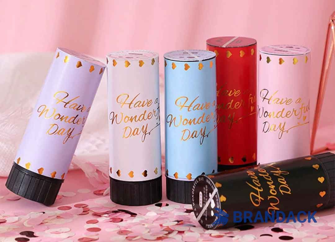 Custom Party Poppers for Birthday Celebration Tailored to Brand