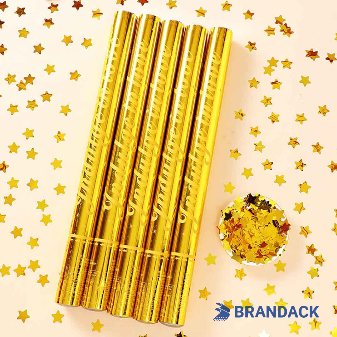 Custom Gold Glitter Hand Confetti Cannon with Design Services