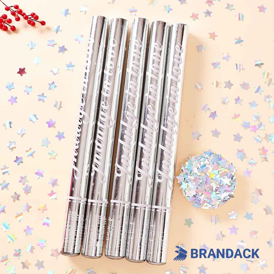 Custom Gold Glitter Hand Confetti Cannon with Design Services