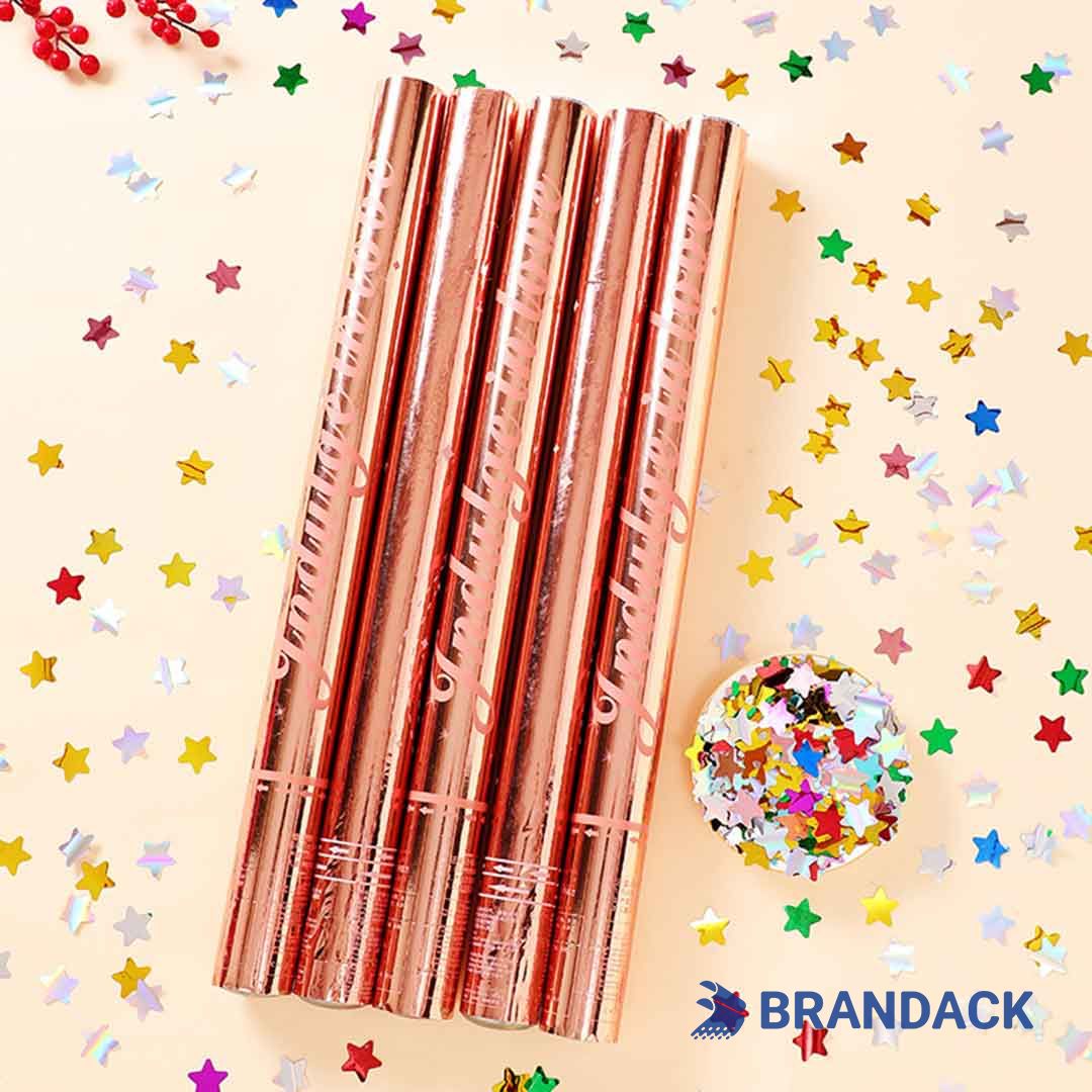 Custom Gold Glitter Hand Confetti Cannon with Design Services