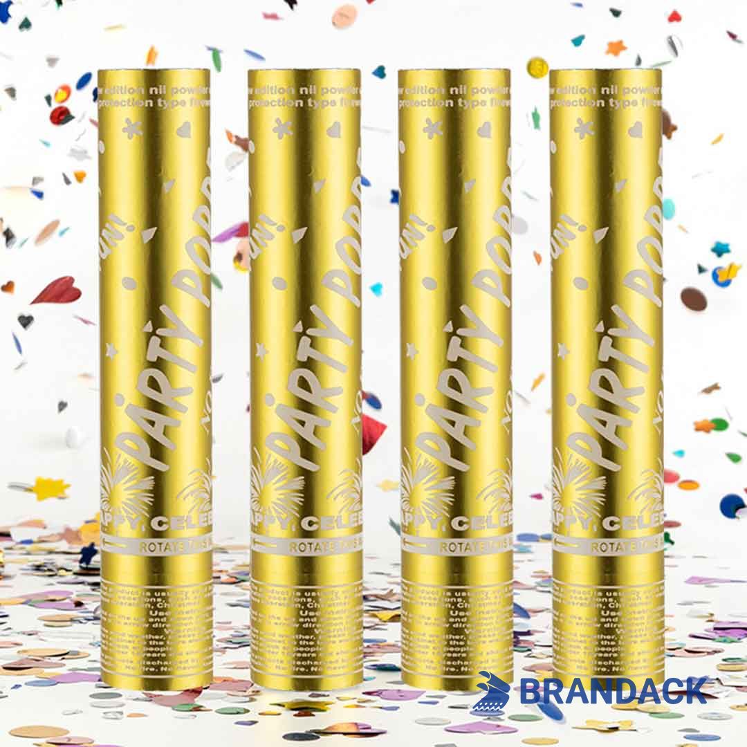 Custom Gold Handheld Confetti Streamer Cannons with Logo
