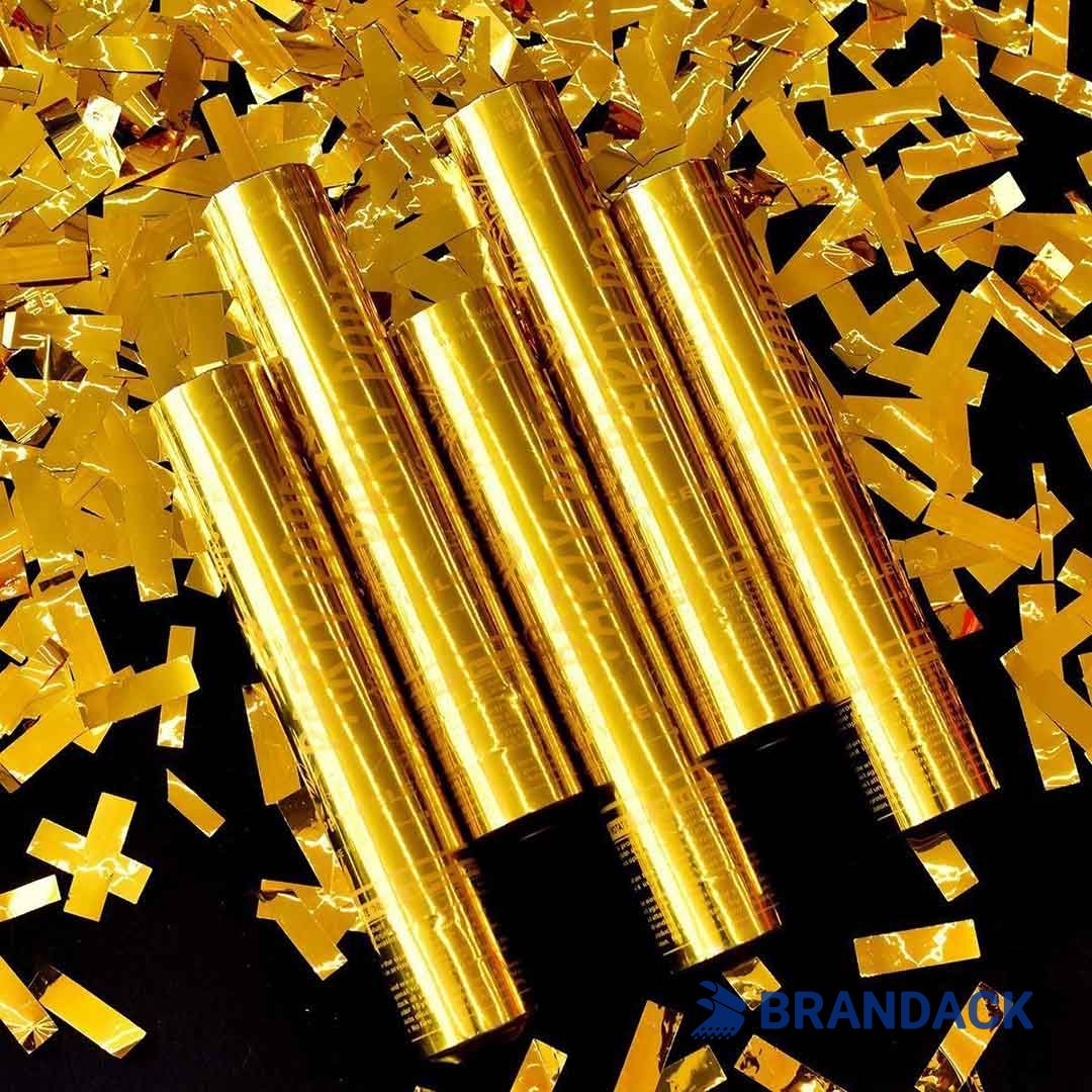 Custom Gold Handheld Confetti Streamer Cannons with Logo