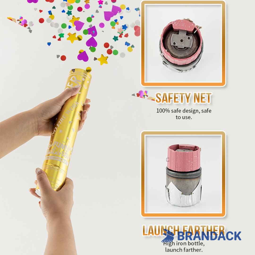 Custom Gold Handheld Confetti Streamer Cannons with Logo