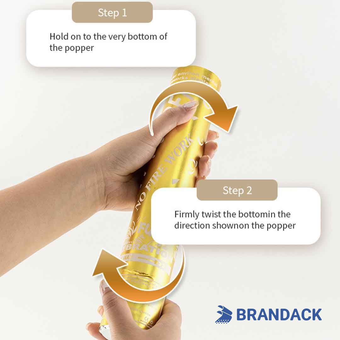 Custom Gold Handheld Confetti Streamer Cannons with Logo