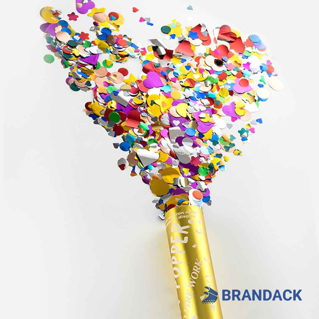 Custom Gold Handheld Confetti Streamer Cannons with Logo