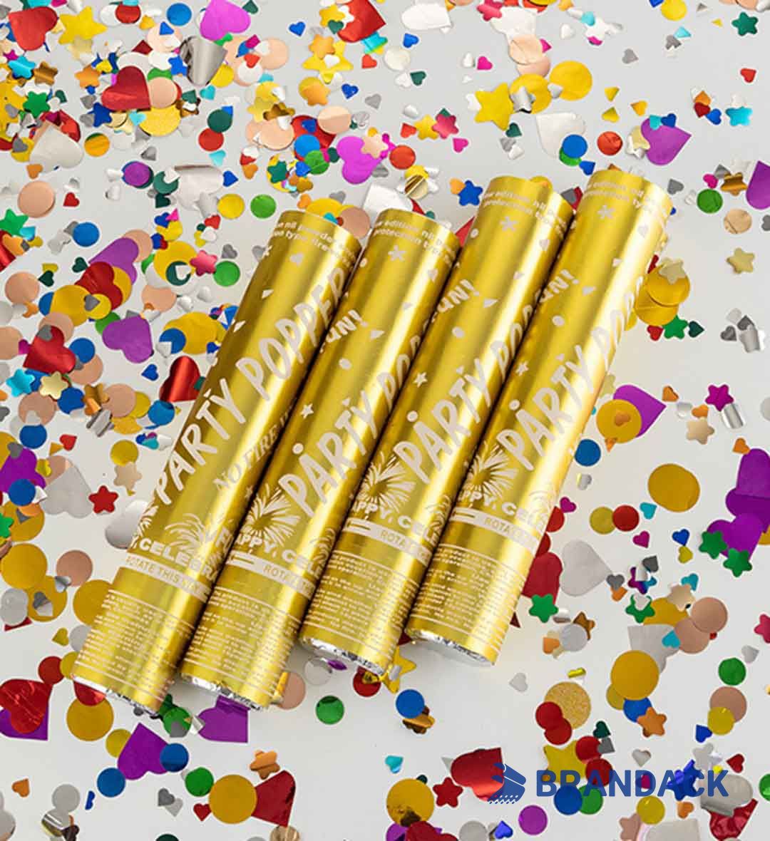 Custom Gold Handheld Confetti Streamer Cannons with Logo