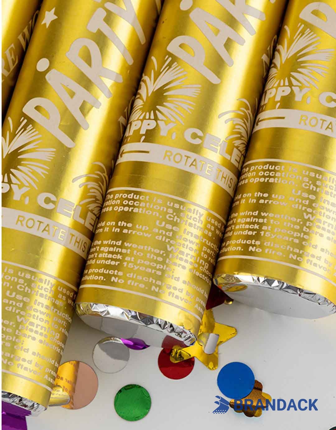 Custom Gold Handheld Confetti Streamer Cannons with Logo