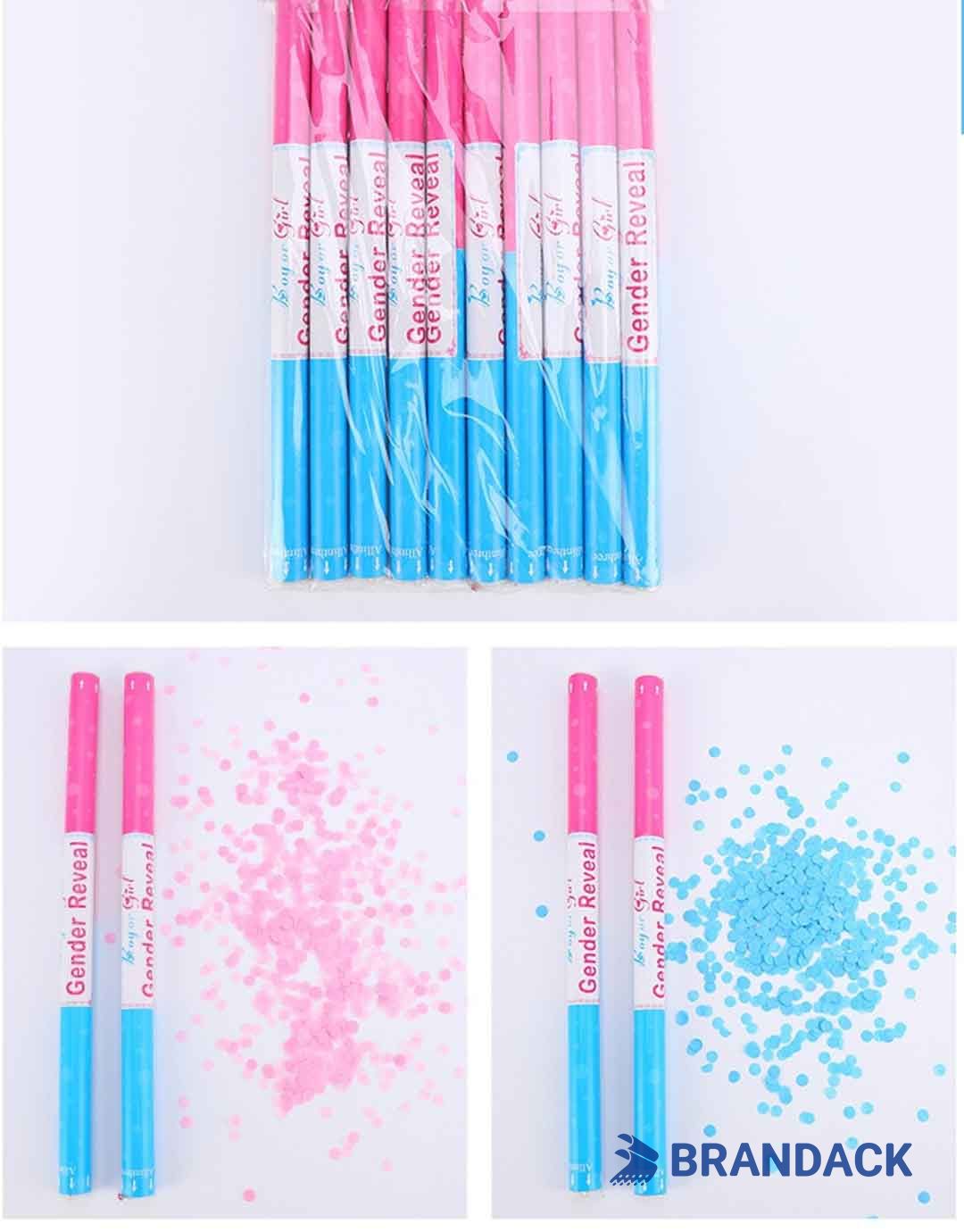 Blue or Pink Gender Reveal Confetti Cannons for Party