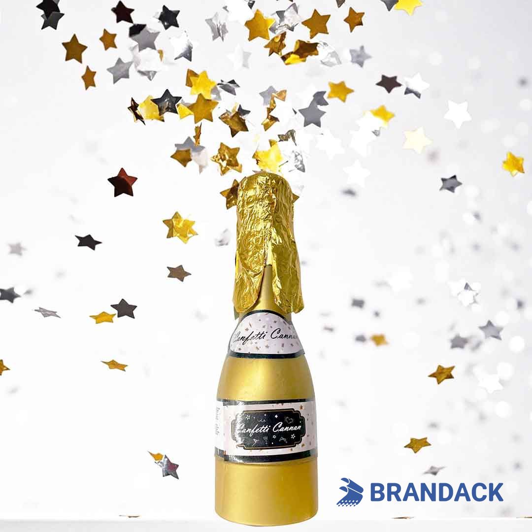 Champagne Bottle Confetti Poppers Tailored to Brand