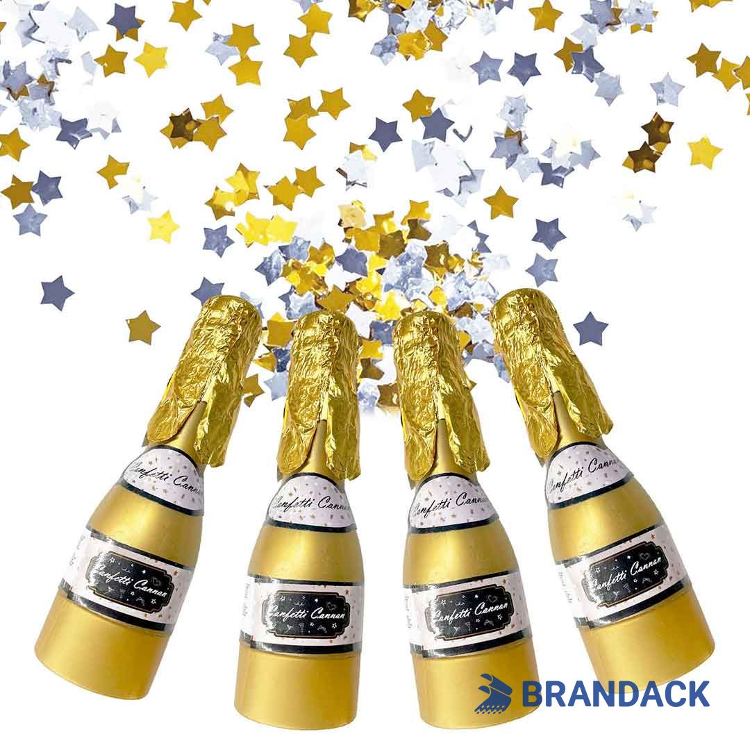 Champagne Bottle Confetti Poppers Tailored to Brand