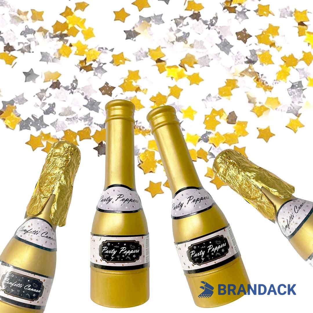 Champagne Bottle Confetti Poppers Tailored to Brand