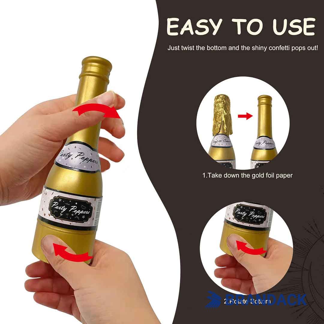 Champagne Bottle Confetti Poppers Tailored to Brand