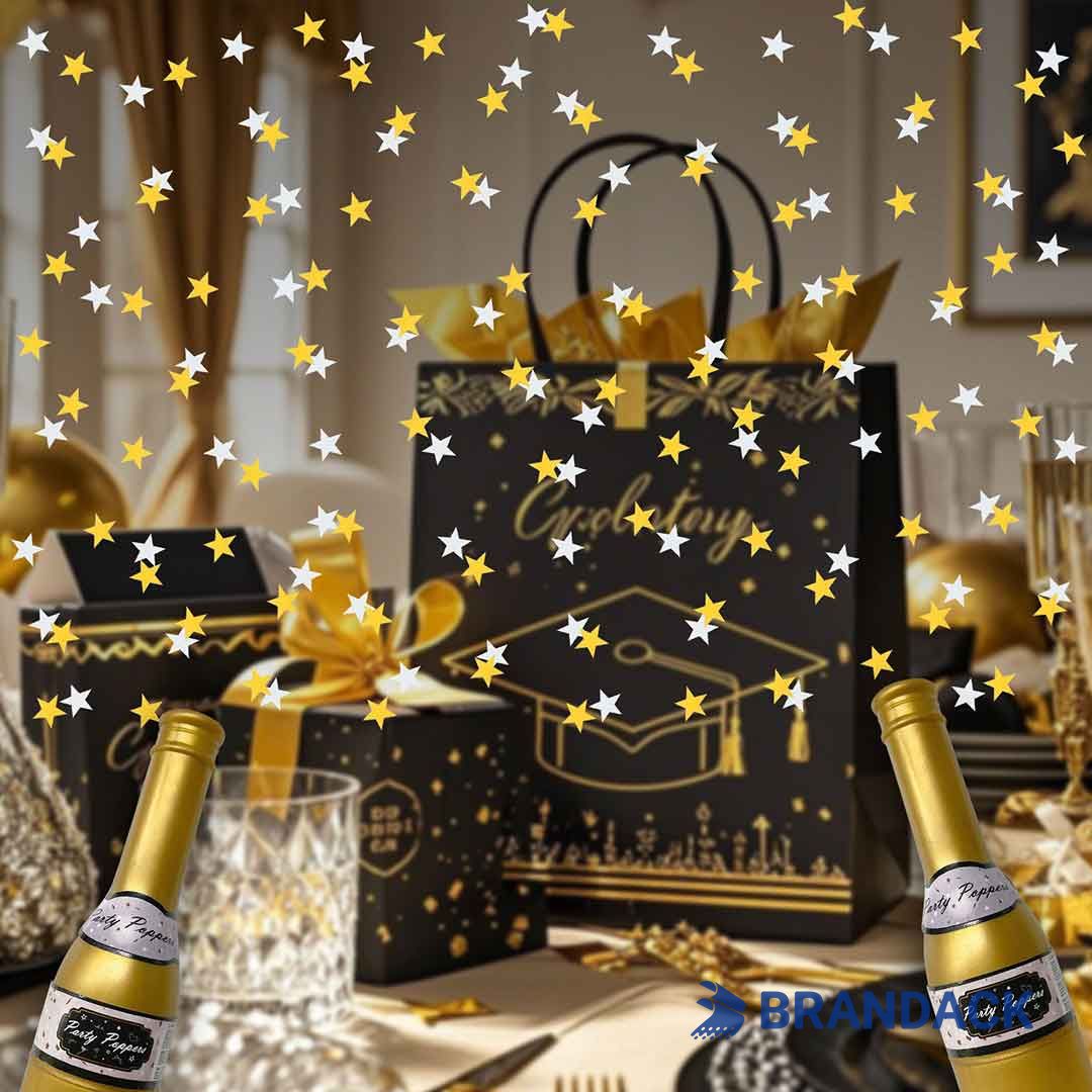 Champagne Bottle Confetti Poppers Tailored to Brand