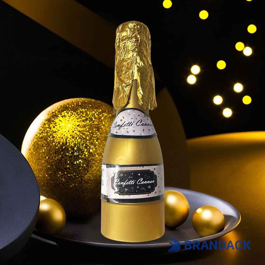 Champagne Bottle Confetti Poppers Tailored to Brand