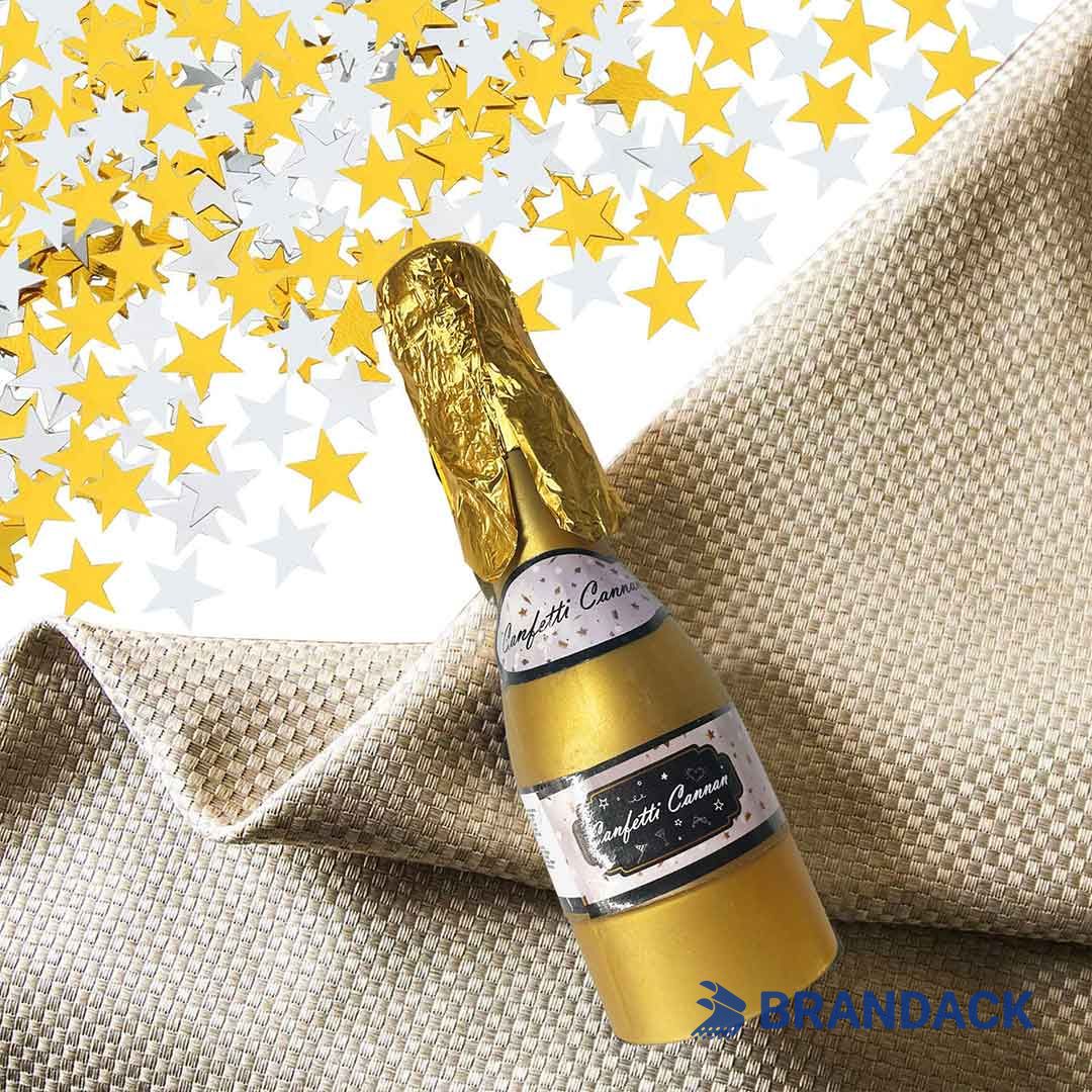 Champagne Bottle Confetti Poppers Tailored to Brand